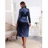 imageEkouaer Satin Robes for Women Long Sleeve Silk Bathrobe Soft Lightweight Full Length Sleepwear Bridesmaid Wedding Party RobesNavy Blue