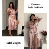 imageEkouaer Satin Robes for Women Long Sleeve Silk Bathrobe Soft Lightweight Full Length Sleepwear Bridesmaid Wedding Party RobesPink