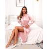 imageEkouaer Satin Robes for Women Long Sleeve Silk Bathrobe Soft Lightweight Full Length Sleepwear Bridesmaid Wedding Party RobesPink