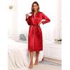 imageEkouaer Satin Robes for Women Long Sleeve Silk Bathrobe Soft Lightweight Full Length Sleepwear Bridesmaid Wedding Party RobesRed