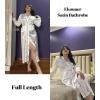 imageEkouaer Satin Robes for Women Long Sleeve Silk Bathrobe Soft Lightweight Full Length Sleepwear Bridesmaid Wedding Party RobesWhite