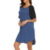 imageEkouaer Sleep Shirts for Women Short Sleeve Night Shirts for Sleeping Pullover Nightgown Soft Nightdress SXXXLBlue