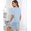 imageEkouaer Sleep Shirts for Women Short Sleeve Night Shirts for Sleeping Pullover Nightgown Soft Nightdress SXXXLBlue Floral