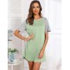 imageEkouaer Sleep Shirts for Women Short Sleeve Night Shirts for Sleeping Pullover Nightgown Soft Nightdress SXXXLLight Green