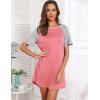 imageEkouaer Sleep Shirts for Women Short Sleeve Night Shirts for Sleeping Pullover Nightgown Soft Nightdress SXXXLLight Pink