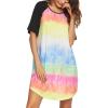 imageEkouaer Sleep Shirts for Women Short Sleeve Night Shirts for Sleeping Pullover Nightgown Soft Nightdress SXXXLTie Dye