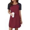 imageEkouaer Sleep Shirts for Women Short Sleeve Night Shirts for Sleeping Pullover Nightgown Soft Nightdress SXXXLWine Red2