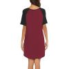 imageEkouaer Sleep Shirts for Women Short Sleeve Night Shirts for Sleeping Pullover Nightgown Soft Nightdress SXXXLWine Red2