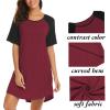 imageEkouaer Sleep Shirts for Women Short Sleeve Night Shirts for Sleeping Pullover Nightgown Soft Nightdress SXXXLWine Red2