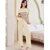imageEkouaer Striped Lounge Set 2 Piece Sweater Matching Outfits Travel Knit Clothing Sets for WomenBeige
