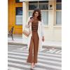imageEkouaer Striped Lounge Set 2 Piece Sweater Matching Outfits Travel Knit Clothing Sets for WomenBrown