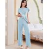 imageEkouaer Striped Lounge Set 2 Piece Sweater Matching Outfits Travel Knit Clothing Sets for WomenClear Blue