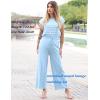 imageEkouaer Striped Lounge Set 2 Piece Sweater Matching Outfits Travel Knit Clothing Sets for WomenClear Blue