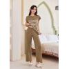 imageEkouaer Striped Lounge Set 2 Piece Sweater Matching Outfits Travel Knit Clothing Sets for WomenCoffee