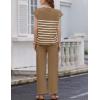 imageEkouaer Striped Lounge Set 2 Piece Sweater Matching Outfits Travel Knit Clothing Sets for WomenCoffee