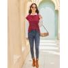 imageEkouaer Striped Lounge Set 2 Piece Sweater Matching Outfits Travel Knit Clothing Sets for WomenDark Red
