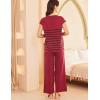 imageEkouaer Striped Lounge Set 2 Piece Sweater Matching Outfits Travel Knit Clothing Sets for WomenDark Red