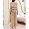 imageEkouaer Striped Lounge Set 2 Piece Sweater Matching Outfits Travel Knit Clothing Sets for WomenKhaki