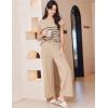 imageEkouaer Striped Lounge Set 2 Piece Sweater Matching Outfits Travel Knit Clothing Sets for WomenKhaki