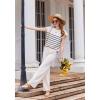 imageEkouaer Striped Lounge Set 2 Piece Sweater Matching Outfits Travel Knit Clothing Sets for WomenWhite