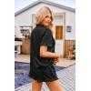 imageEkouaer Womens Silk Pajamas Set Button Down 2 Piece Satin Pjs Shorts Set Ruffle Notch Collar SleepwearBlack