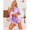 imageEkouaer Womens Silk Pajamas Set Button Down 2 Piece Satin Pjs Shorts Set Ruffle Notch Collar SleepwearLavender