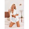 imageEkouaer Womens Silk Pajamas Set Button Down 2 Piece Satin Pjs Shorts Set Ruffle Notch Collar SleepwearWhite
