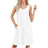 imageEkouaer Nightgowns for Women Button Up Sleepshirt Tank Sleeveless Nightshirt Soft Sleepwear with Pockets SXXXLWhite