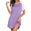 imageEkouaer Sleep Shirts for Women Short Sleeve Night Shirts for Sleeping Pullover Nightgown Soft Nightdress SXXXLLilac