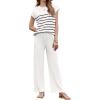 imageEkouaer Striped Lounge Set 2 Piece Sweater Matching Outfits Travel Knit Clothing Sets for WomenWhite