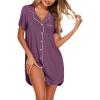 imageEkouaer Womens Nightgown Button Down Sleepshirts Night Gown Sleep Shirts Night ShirtsPurple