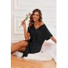 imageEkouaer 3 Pack Womens Nightshirt Button Down Nightgown Short Sleeve Sleepshirt V Neck Pajama Dress with PocketsBlackDark GreyGrey Striped