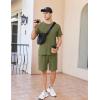 imageEkouaer Mens Pajamas Set Cotton Short Sleeve Sleepwear 2 Piece Pj Sets for Men Soft Nightwear with Pockets SXXLArmy Green