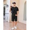 imageEkouaer Mens Pajamas Set Cotton Short Sleeve Sleepwear 2 Piece Pj Sets for Men Soft Nightwear with Pockets SXXLBlack
