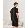 imageEkouaer Mens Pajamas Set Cotton Short Sleeve Sleepwear 2 Piece Pj Sets for Men Soft Nightwear with Pockets SXXLBlack