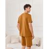 imageEkouaer Mens Pajamas Set Cotton Short Sleeve Sleepwear 2 Piece Pj Sets for Men Soft Nightwear with Pockets SXXLLight Brown