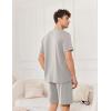 imageEkouaer Mens Pajamas Set Cotton Short Sleeve Sleepwear 2 Piece Pj Sets for Men Soft Nightwear with Pockets SXXLLight Grey