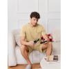 imageEkouaer Mens Pajamas Set Cotton Short Sleeve Sleepwear 2 Piece Pj Sets for Men Soft Nightwear with Pockets SXXLLight Khaki