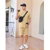 imageEkouaer Mens Pajamas Set Cotton Short Sleeve Sleepwear 2 Piece Pj Sets for Men Soft Nightwear with Pockets SXXLLight Khaki