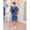imageEkouaer Mens Pajamas Set Cotton Short Sleeve Sleepwear 2 Piece Pj Sets for Men Soft Nightwear with Pockets SXXLNavy Blue