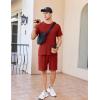 imageEkouaer Mens Pajamas Set Cotton Short Sleeve Sleepwear 2 Piece Pj Sets for Men Soft Nightwear with Pockets SXXLWine Red