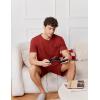 imageEkouaer Mens Pajamas Set Cotton Short Sleeve Sleepwear 2 Piece Pj Sets for Men Soft Nightwear with Pockets SXXLWine Red