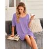imageEkouaer Nightgowns for Women 3 Pack Sleepshirt Short Sleeve Nightshirt V Neck Sleepdress Oversized SleepwearBlacklight Bluepurple