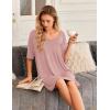 imageEkouaer Nightgowns for Women 3 Pack Sleepshirt Short Sleeve Nightshirt V Neck Sleepdress Oversized SleepwearBlackpeacock Bluemisty Pink