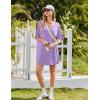 imageEkouaer Nightgowns for Women 3 Pack Sleepshirt Short Sleeve Nightshirt V Neck Sleepdress Oversized SleepwearBlackpeacock Bluepurple