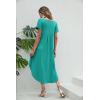 imageEkouaer Nightgowns for Women V Neck Nightshirts Short Sleeve Soft Sleepwear Side Split Pockets Long NightdressAqua Green