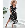 imageEkouaer Nightgowns for Women V Neck Nightshirts Short Sleeve Soft Sleepwear Side Split Pockets Long NightdressBlack Butterfly