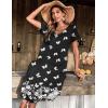 imageEkouaer Nightgowns for Women V Neck Nightshirts Short Sleeve Soft Sleepwear Side Split Pockets Long NightdressBlack Butterfly