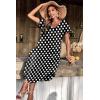imageEkouaer Nightgowns for Women V Neck Nightshirts Short Sleeve Soft Sleepwear Side Split Pockets Long NightdressBlack Dots