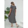 imageEkouaer Nightgowns for Women V Neck Nightshirts Short Sleeve Soft Sleepwear Side Split Pockets Long NightdressBlack Dots